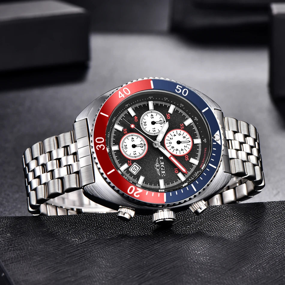LIGE New Business Luxury Watches Men Top Quality Fashion Quartz Wristwatches Male 30M Waterproof Casual Mens Watch Gifts Reloj