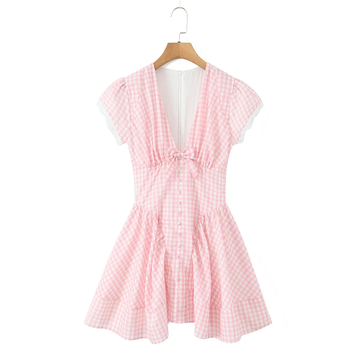 YENKYE Sweet Cute White Mini Dress For Pretty Girl Elegant A-line Bow V Neck Summer Dresses Party Robe Vacation Vestidos 2025