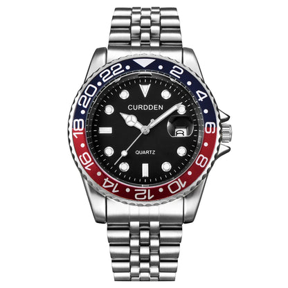 Men Famous Brand Watches Students Boys Fashion Stainless Steel Band Casual Calendar Quartz Watch Green Relogios Masculinos 2024