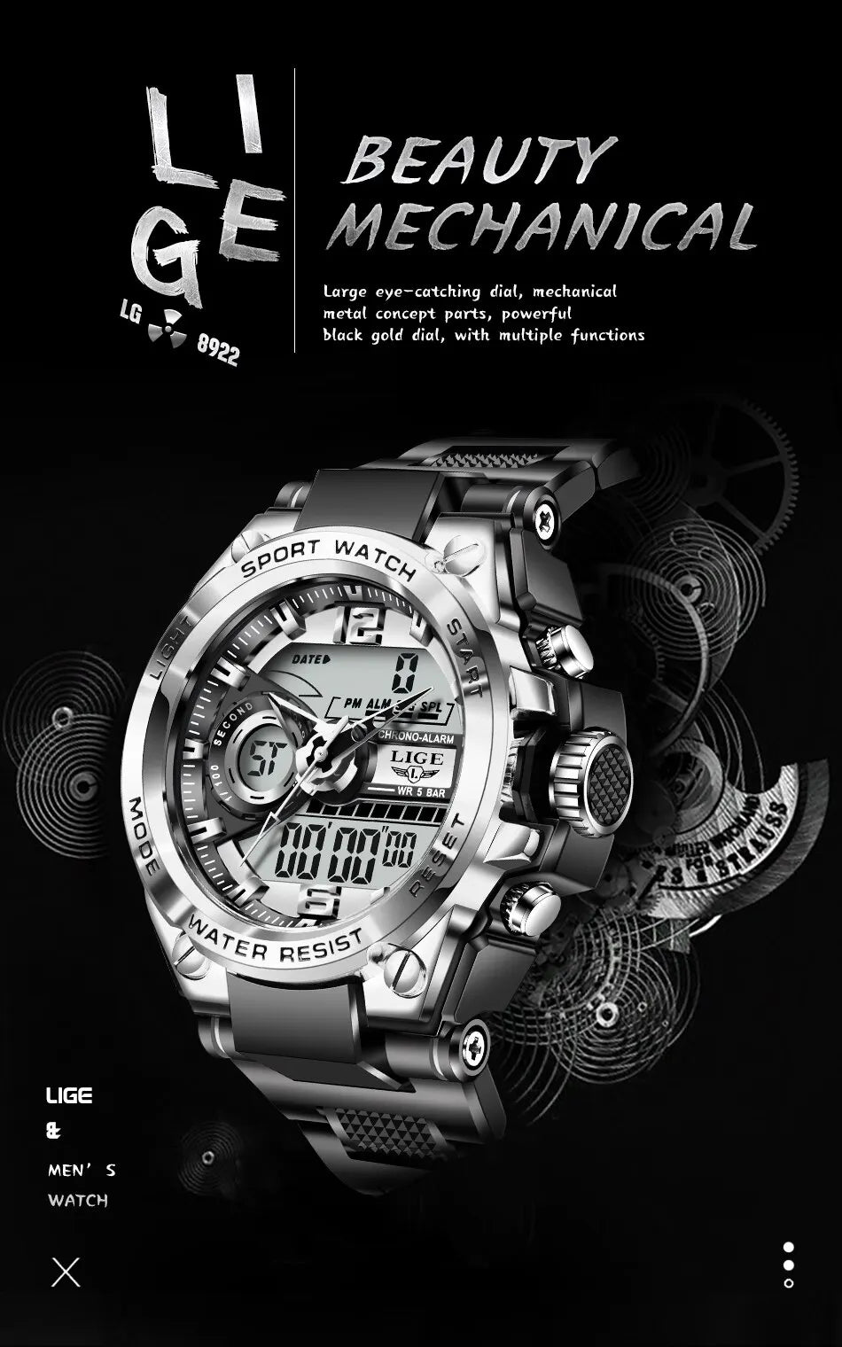 Men Military Watch Digital 50m Waterproof Wristwatch LED Quartz Clock Sport Watch Male Big Watches Men Relogio Masculino