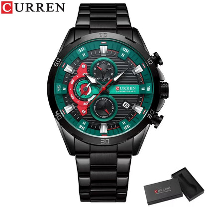 CURREN 8402 Creative Fashion Mens Business Casual Wristwatches Stainless Steel Luminous Dial Chronograph Clock