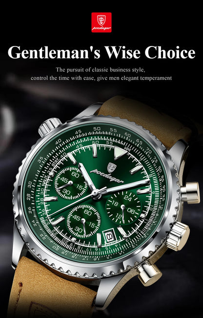 POEDAGAR Business Men Wristwatch Waterproof Luminous Date Chronograph Sport Man Clock Leather Quartz Fashion Men's Watches Reloj