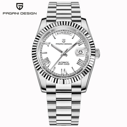 PAGANI DESIGN Watches Pure White Dial Mechanical Watch For Men 2025 New Luxury Sapphire Crystal Automatic Stainless Steel Clock