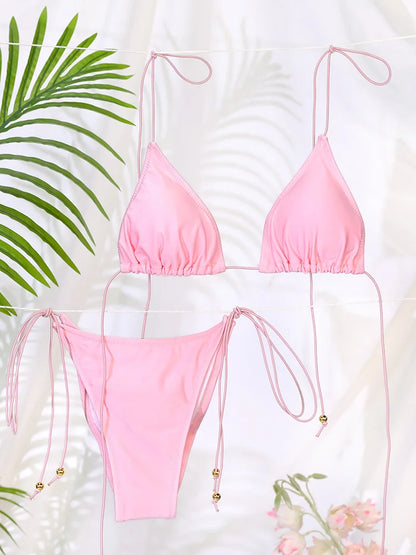 ZRTAK Sexy Swimsuit Bikinis Women Swimwear High Cut Bathing Suit Push Up Biquinis Bandage Beachwear Solid Bikini Sets