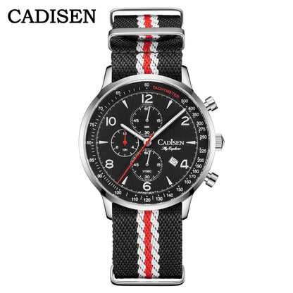 CADISEN Men's Watches Luxury Quartz Watch For Men Japan MIYOTA 0S10 Movt Canvas Strap Chronograph Waterproof Men's Wristwatch