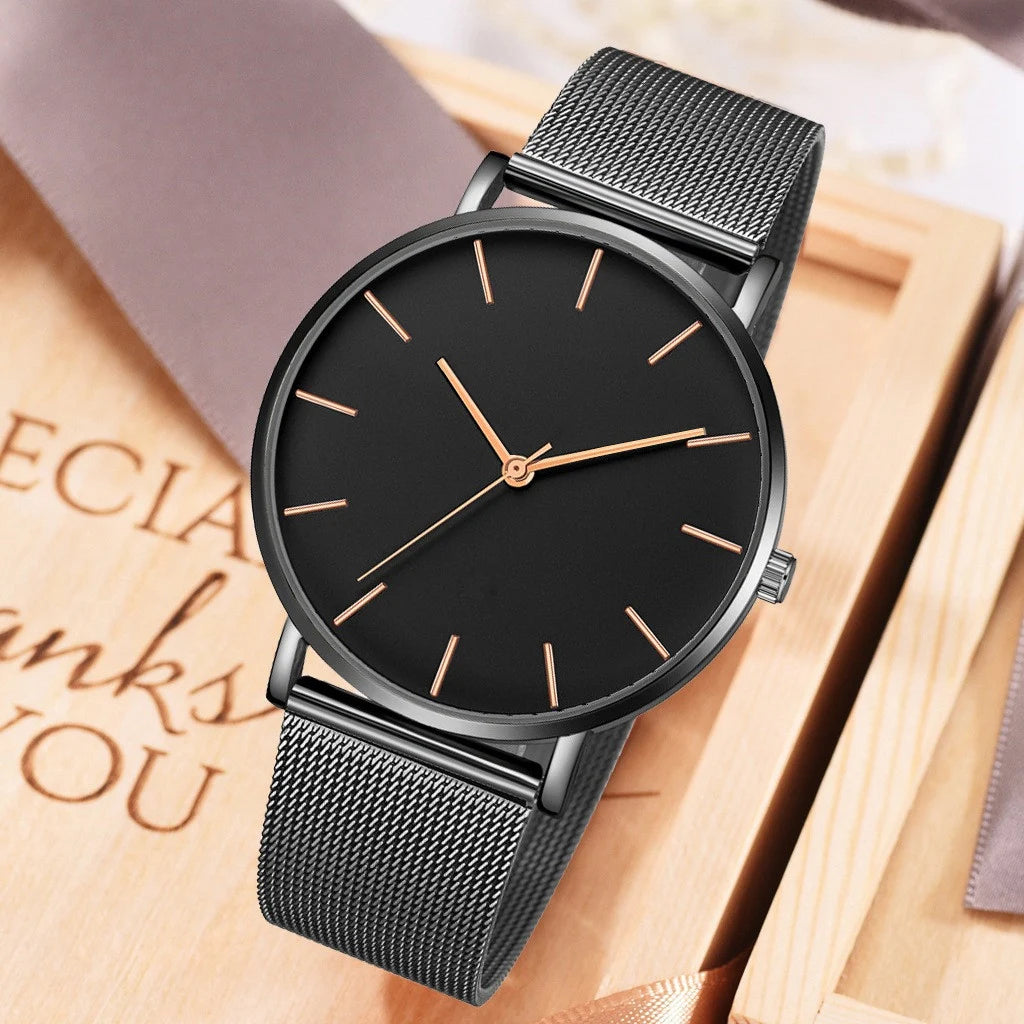 Top Brand Luxury Watches Women Fashion Stainless Steel Mesh Belt Quartz Wristwatch Simple Casual Ladies Clock Gift Montre Femme