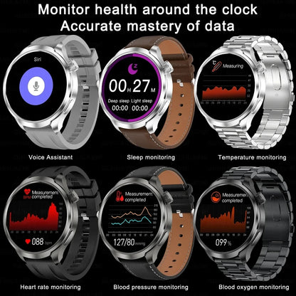 New 1.85"AMOLED NFC GPS Smart Watches For man IP68 Waterproof Blood Pressure Body Temperature Sport Fitness tracker Smart Watch