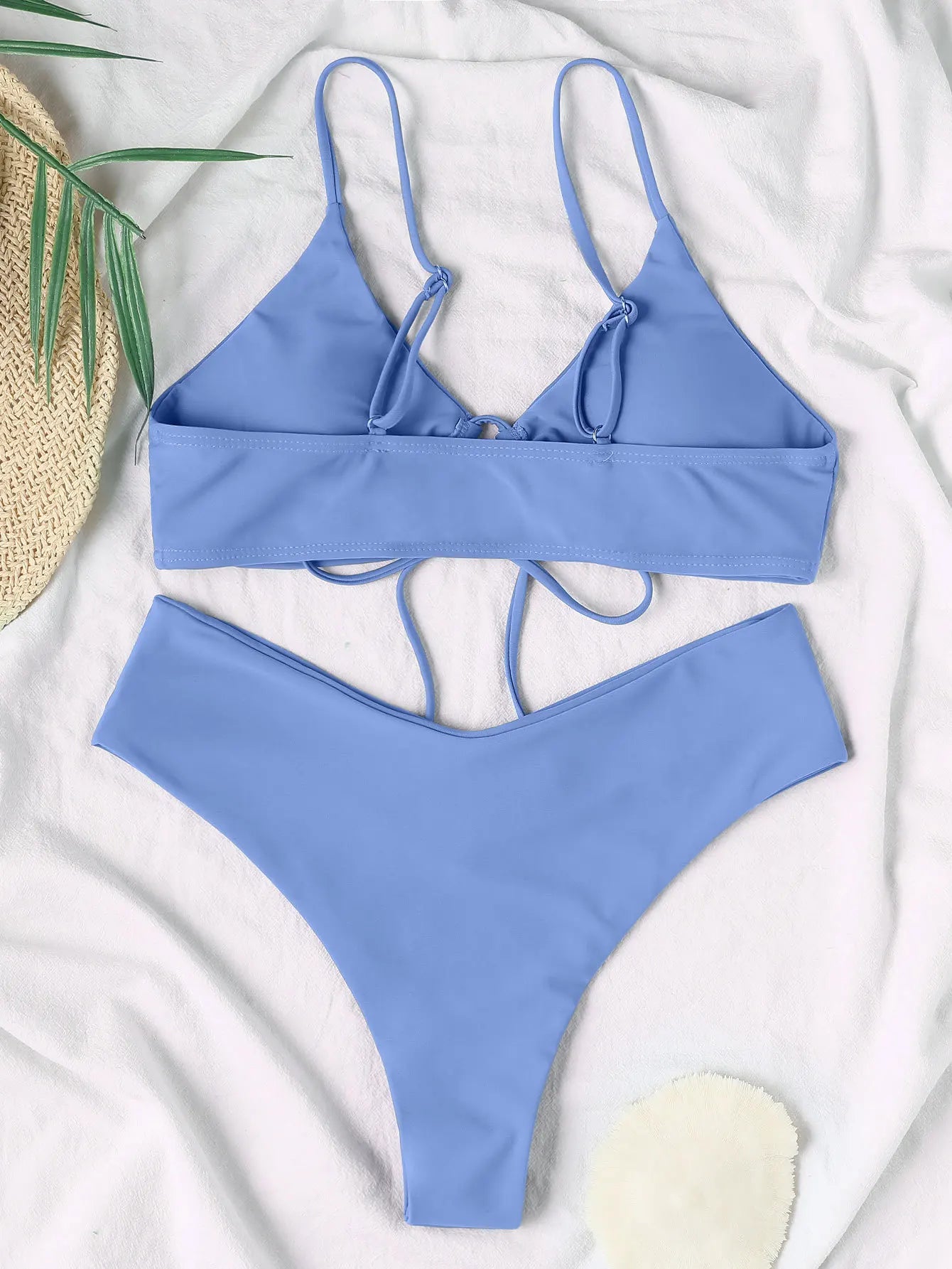 New High Elastic Bikini Set for 2025 Summer Two Pieces Solid Color Lace-up Sexy Women Swimsuit Beach Bathing Suit Swimwear