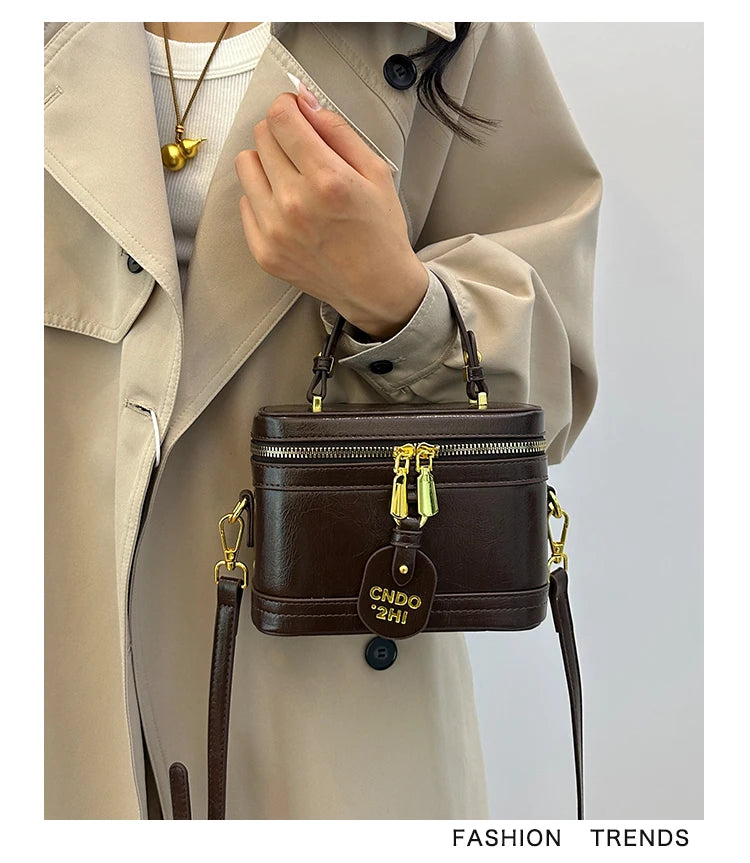 Women Fashion Tote Bucket Bags Solid Clor PU Leather Delicate Small Square Pack 2024 Trendy Female Crossbody Bag