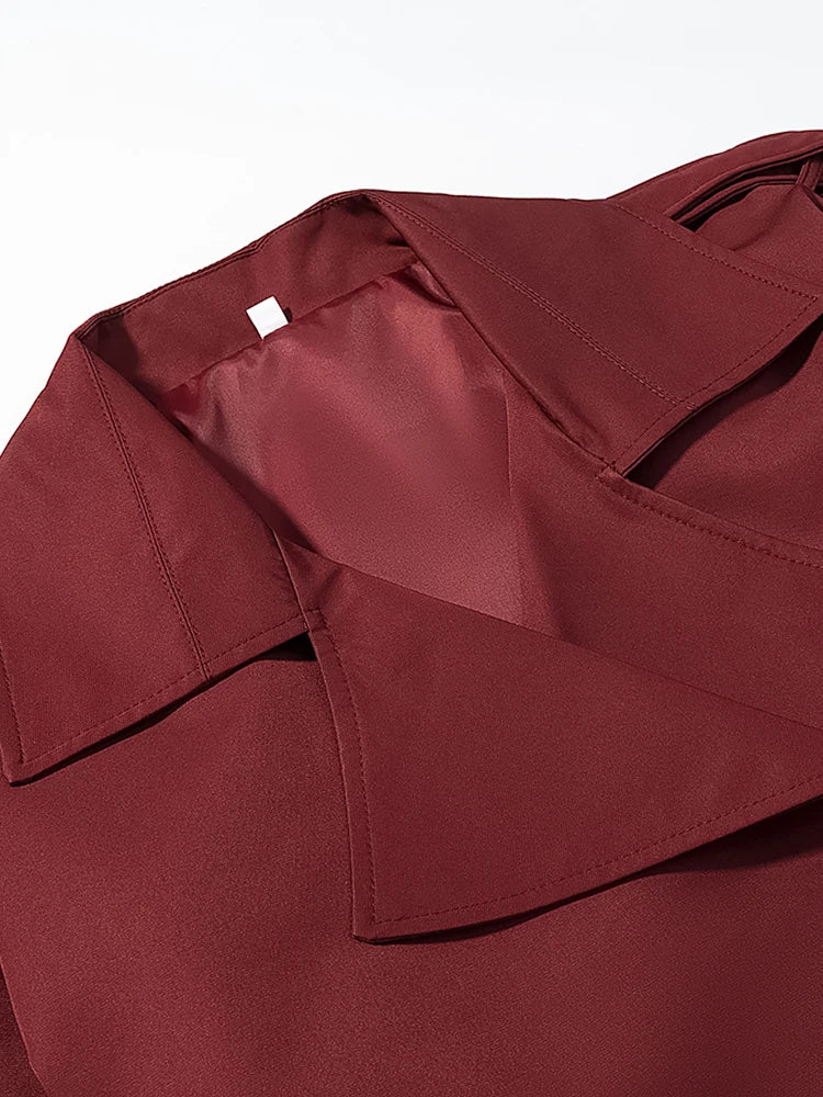 Solid Lapel Lace Up Jacket Elegant Chic Full Sleeve Button Loose Long Coat For Women Office Lady Daily Commute Overcoat 2026 New