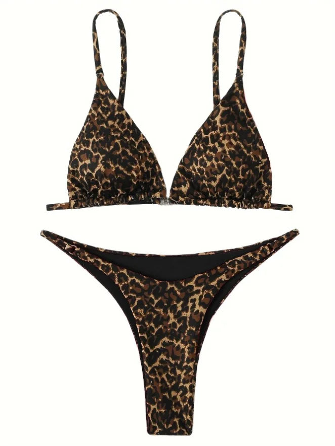 High Cut Micro Bikini Women Leopard Bandage Push Up Swimsuit Sexy Bathing Suit Padded Thong Swimwear Biquini Trajes De Baño 2026