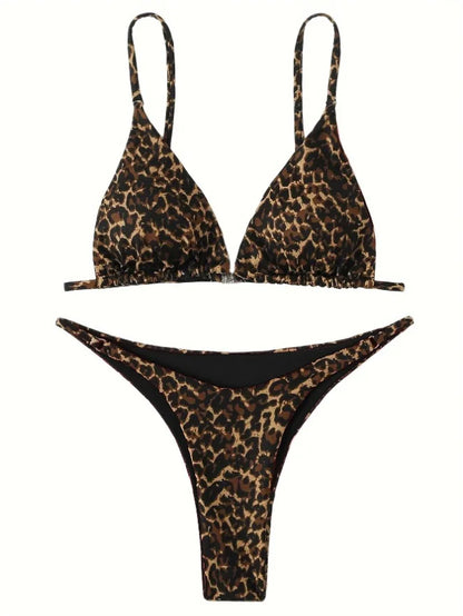High Cut Micro Bikini Women Leopard Bandage Push Up Swimsuit Sexy Bathing Suit Padded Thong Swimwear Biquini Trajes De Baño 2026