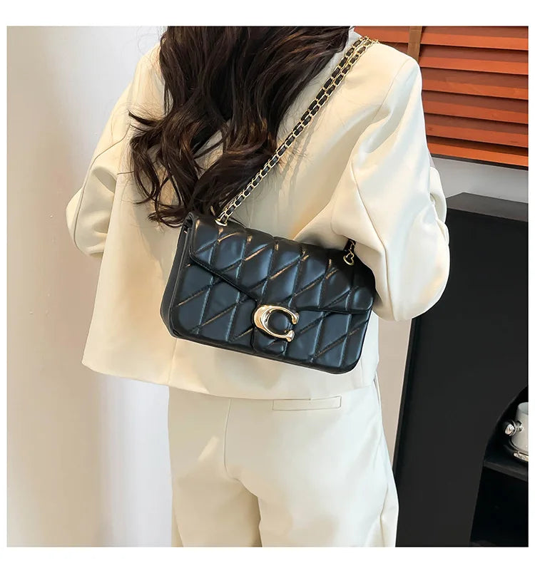 Cross-border rhombic embroidered shoulder bag chain messenger bag fashion classic underarm high-quality ladies small bag