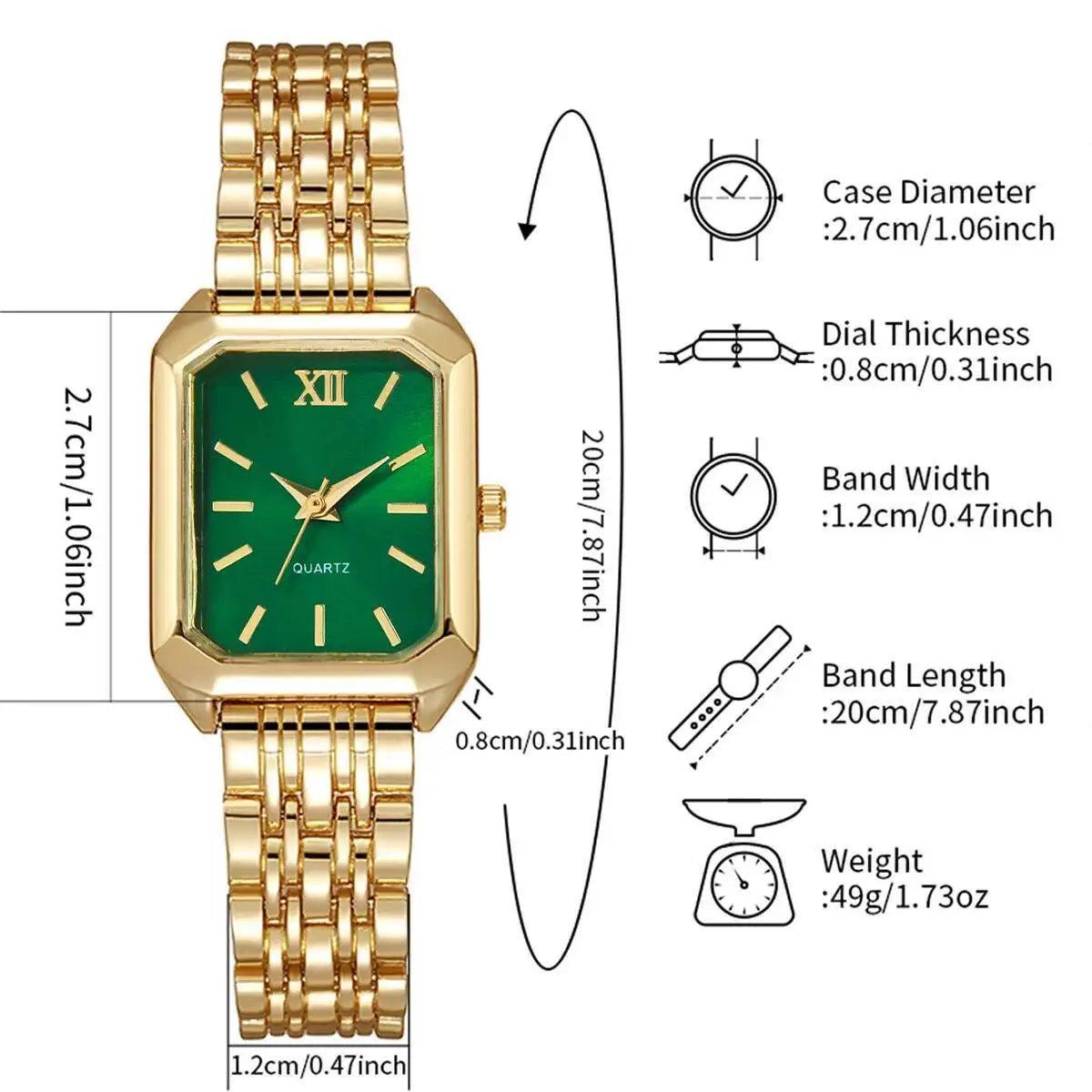 Elegant Rectangle Women Watches Fashion Analog Quartz Wristwatches Reloj Mujer Girls Clock Gift（Without Box）