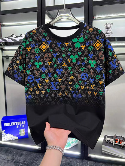 2026 New Style Men's Casual Trendy Fashion Short-Sleeved T-Shirt Classic Round-neck T-Shirt Colorful Print Letters Summer Shirt