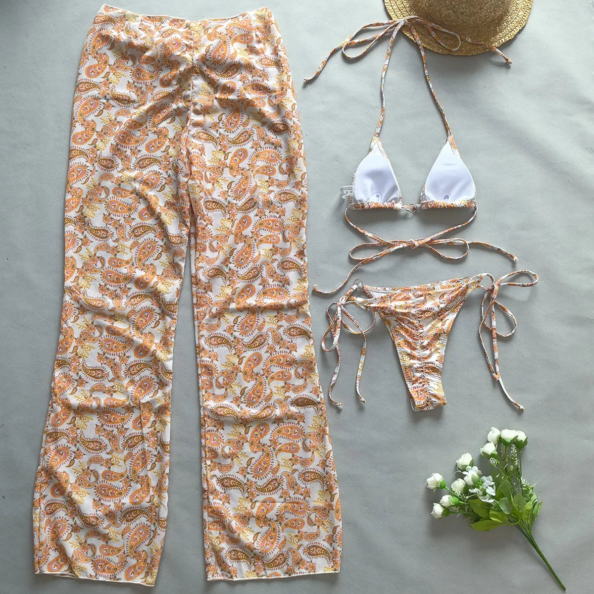 3 Pieces Bikini Women Swimsuit 2025 Female Swimwear Push Up Beachwear Swimming Suit Bathing Suit Pants Micro Bikini Set Biquini
