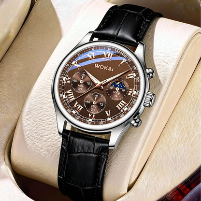 Luxury Men Business Watches Fashion Leather Strap Round Dial Male's Analog Quartz Wristwatch Reloj Hombre（Without Box）