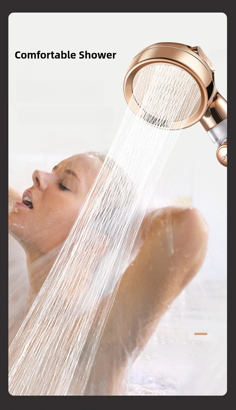 3 Modes High Pressure Shower Head Gold Water Saving Showerhead with Stop Button Eco Filter Shower Head Bathroom Accessories