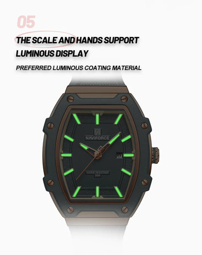 NAVIFORCE Elegant Ladies' Watch Fashion Luminous Pointer 3ATM Waterproof Calendar Display Silicone Strap Women's Quartz Watches