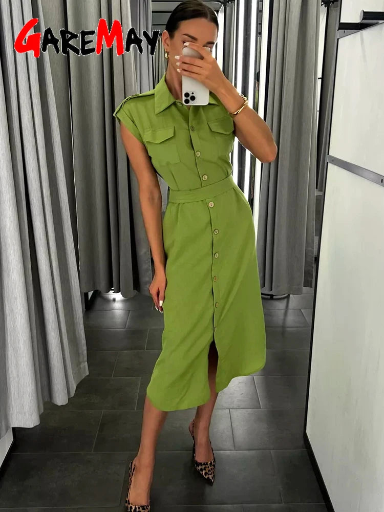 Women's Long Summer Dress Vintage A-line Casual Light Midi Dress Short Sleeve  Elegant Blue Green Dress for Women 2025
