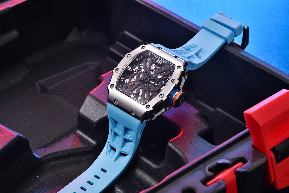 PAGANI DESIGN  Luxury Mens Quartz Watches Barrel Shape Waterproof Wrist Watch For Men VH65 Silicone Luminous Sapphire Mirror