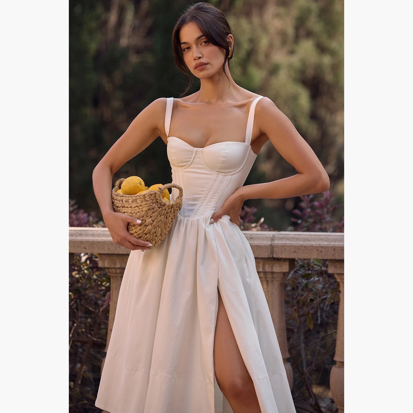 Ashgaily White Dress Women Halter Cotton Long Dress Lace Elegant Party Outfits Ladies Sexy Club Clothes