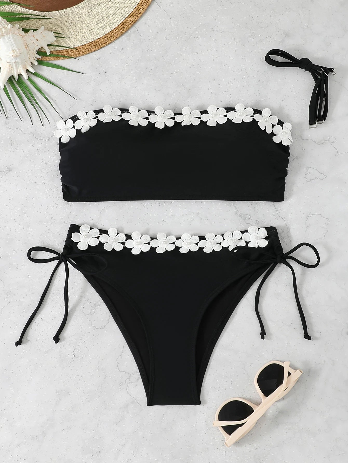 Contrast Binding Bandeau Bikinis 2026 Women Sexy Swimsuit Solid Padded Swimwear Female Bathing Suit Swimming Summer Beachwear