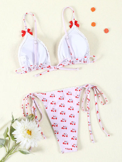 Mini Bowknot Bikinis Set for Women Patchwork Swimsuit Summer Beach Wear brown Thong Swimwear Swimming Bathing Suit 2025