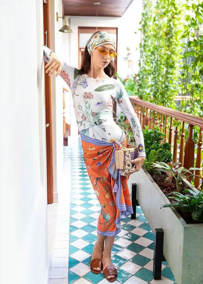 New Women's Swimwear Split Sports Skirt-Style Long-Sleeved Sunscreen Swimsuit Swimming Class Thai Thin Two-Piece Bathing Suit