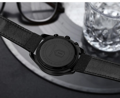 QINGXIYA Fashion Chronograph Quartz Watch for Men Sports Leather Strap Waterproof Date Luxury Mens Watches Relogio Masculino
