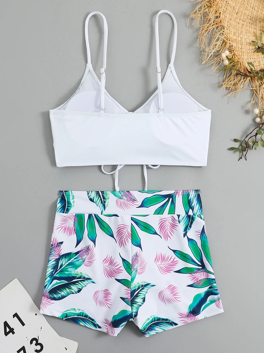 2026 Tie Dye Bikini Drawstring Swimsuit Women High Waist Shorts Swimwear Female Padded Bathing Suit Swimming Beachwear Summer