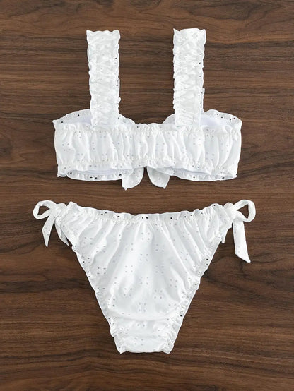 Schiffy Knot Front Tie Side Bikinis 2026 White Swimsuit Women Swimwear Female Sexy Bathers Bathing Swimming Swim Suit Beachwear