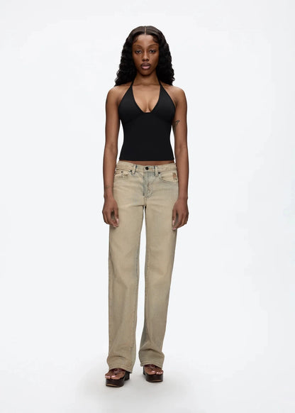 Tank triangle cup halter V-neck backless crop top Hayley's same style strappy top low-cut backless top