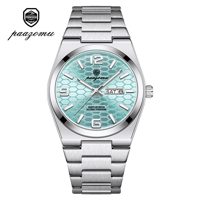 PAAZOMU Casual Man Watch Fashion Exquisite Men Wristwatches Waterproof Luminous Date Stainless Steel Quartz Men's Watches Reloj