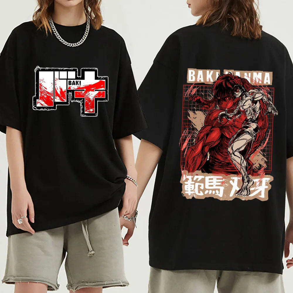 Japanese Anime Baki Hanma The Grappler Graphic Print T Shirt Casual Fashion Crew Neck Short Sleeve Plus Size T Shirt Women