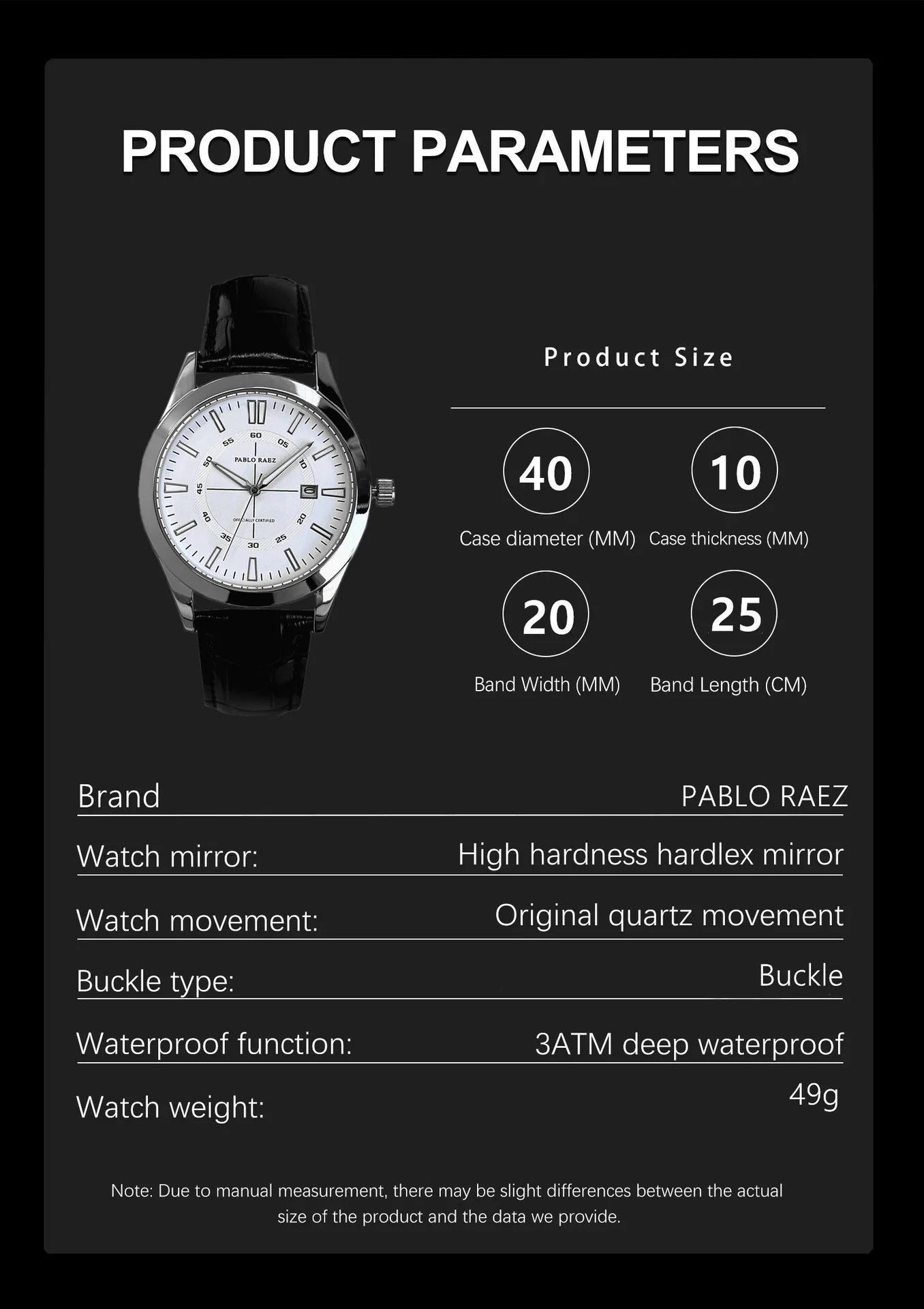 Top Brand Men's Watch Simple Business Waterproof Calendar Leather Strap Male Fashion Quartz Watches Gift: Box, Spare Battery