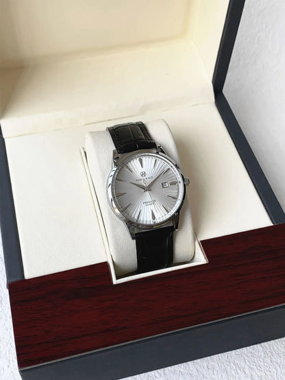 Top Brand Men's Watch Simple Business Waterproof Calendar Leather Strap Male Fashion Quartz Watches Gift: Box, Spare Battery