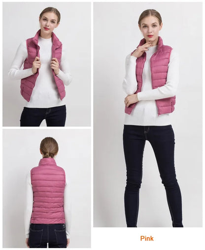 Women Vests 2023 New Autumn Winter Ultra Light Duck Down Vest Female Slim Sleeveless Jacket Windproof Warm Puffer Waistcoat