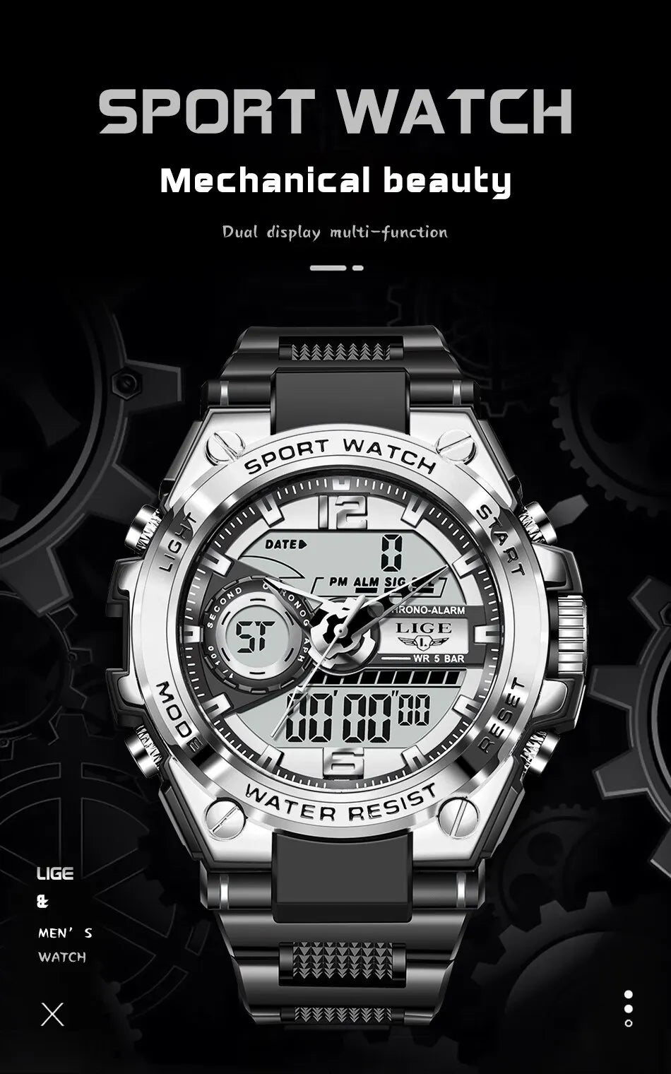 Men Military Watch Digital 50m Waterproof Wristwatch LED Quartz Clock Sport Watch Male Big Watches Men Relogio Masculino