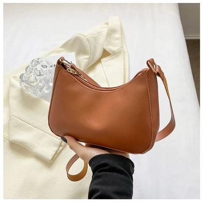 Shoulder Bags WOMEN'S Bag Underarm Bag  Handbags Retro Solid Color PU Leather Shoulder Underarm Bags Casual Women Hobos Handbags