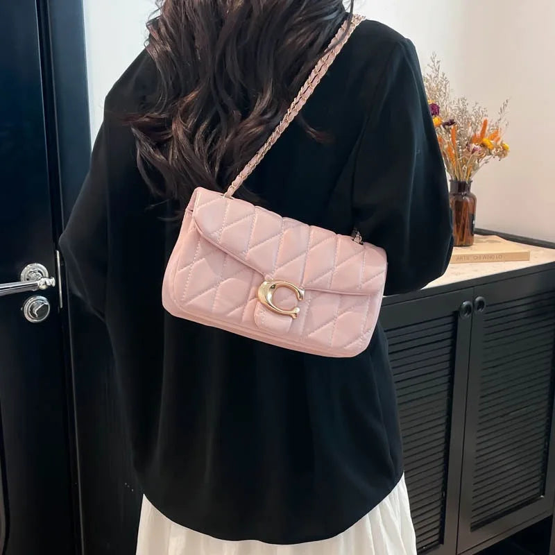 Cross-border rhombic embroidered shoulder bag chain messenger bag fashion classic underarm high-quality ladies small bag