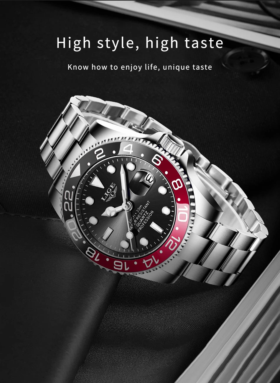LIGE Top Brand Fashion Mens Watch Business Luxury Quartz Wristwatches Luminous Waterproof Sports Watches Mens Gifts Reloj Hombre