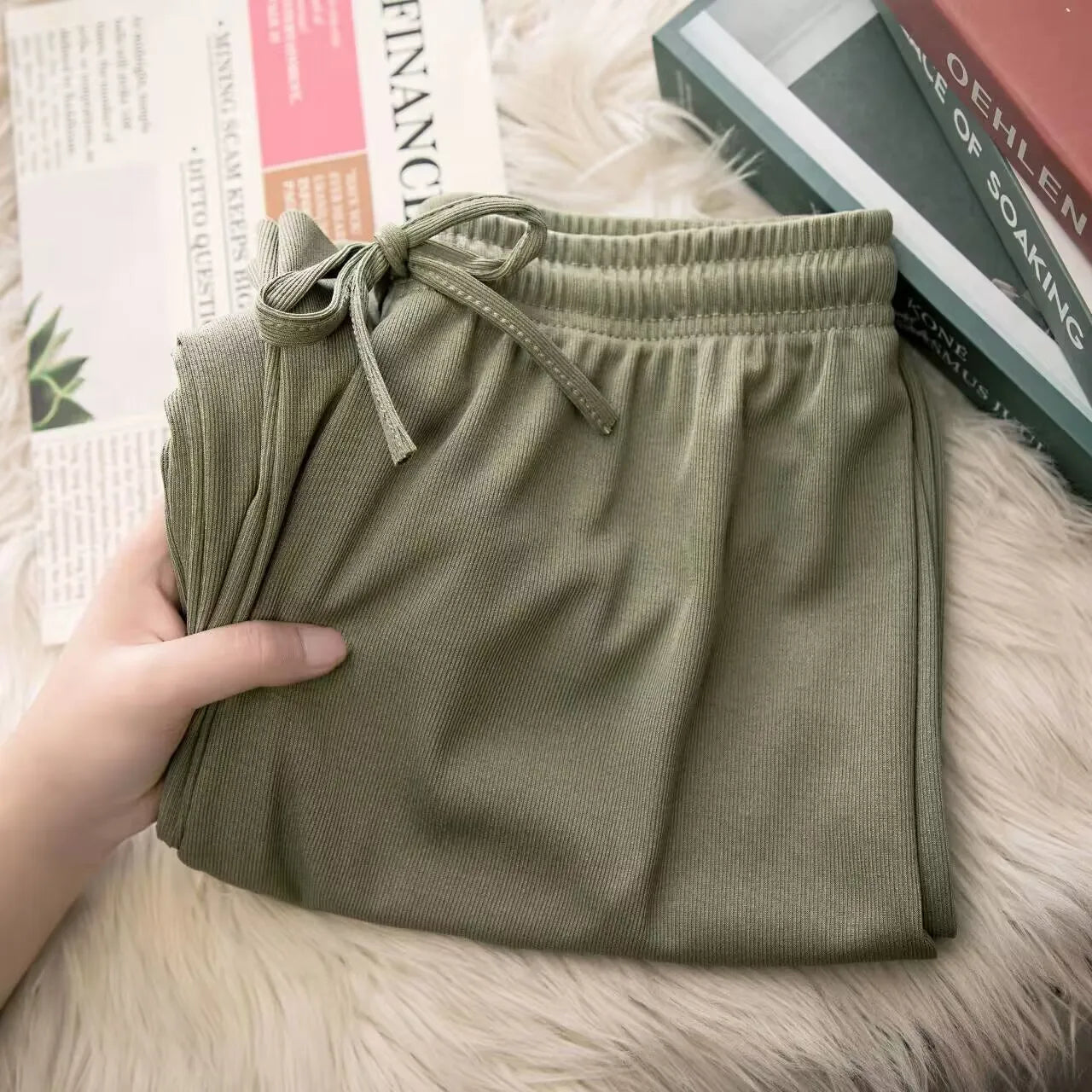 Women Pants Spring Summer Ice Silk Wide Leg Pants 2025 High Waist Loose Straight Casual Pant Female Outdoor Black Trousers