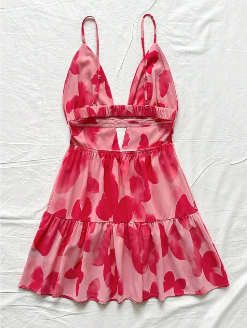 4-Color Leopard Printed Sexy Camisole Dress Women Sleeveless Backless Mini Dress Summer Vacation Dresses