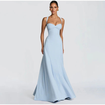Lady Sexy Strapless Split Solid Pleated Dress Women Chic Backless High Waist Off-shoulder Dresses 2026 New Evening Party Gowns