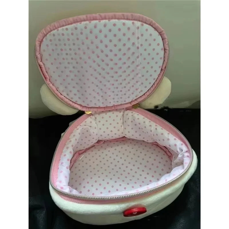 New Cute Rilakkuma Bear Girl Plush Elliptical Stereoscopic Makeup Bag Portable Storage Bag Cute Cartoon Easy Bear Bear Storage W
