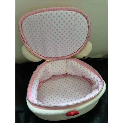New Cute Rilakkuma Bear Girl Plush Elliptical Stereoscopic Makeup Bag Portable Storage Bag Cute Cartoon Easy Bear Bear Storage W