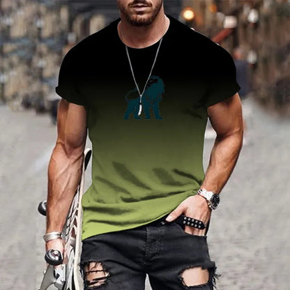 Trendy and fashionable new men's T-shirt 3D printed gradient printed top summer streetwear O-neck plus size pullover