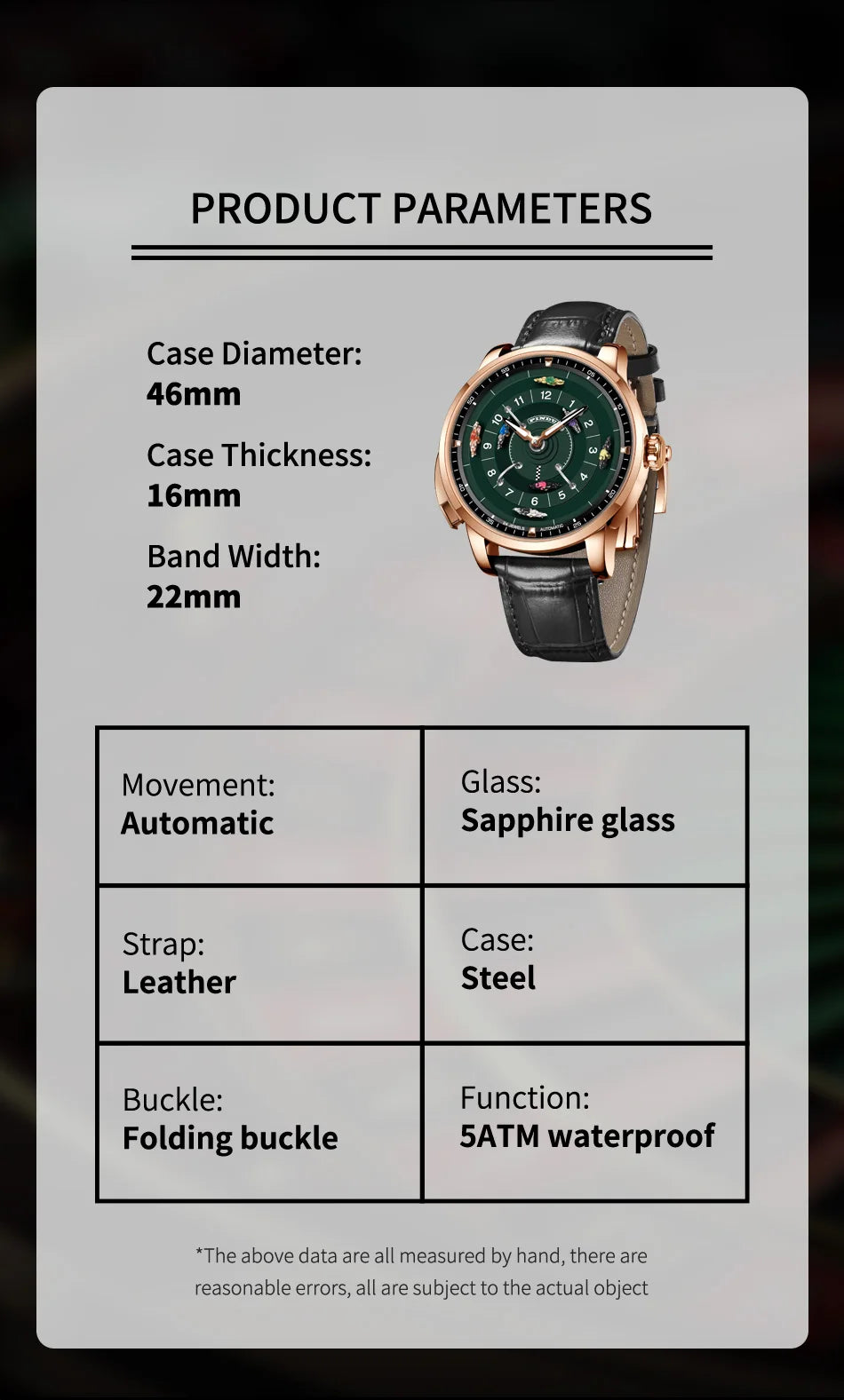 PINDU New Original Design Competitive Horse Racing Watches NH35A Sapphire Stainless Steel Luminous Leather Mechanical Watch Men