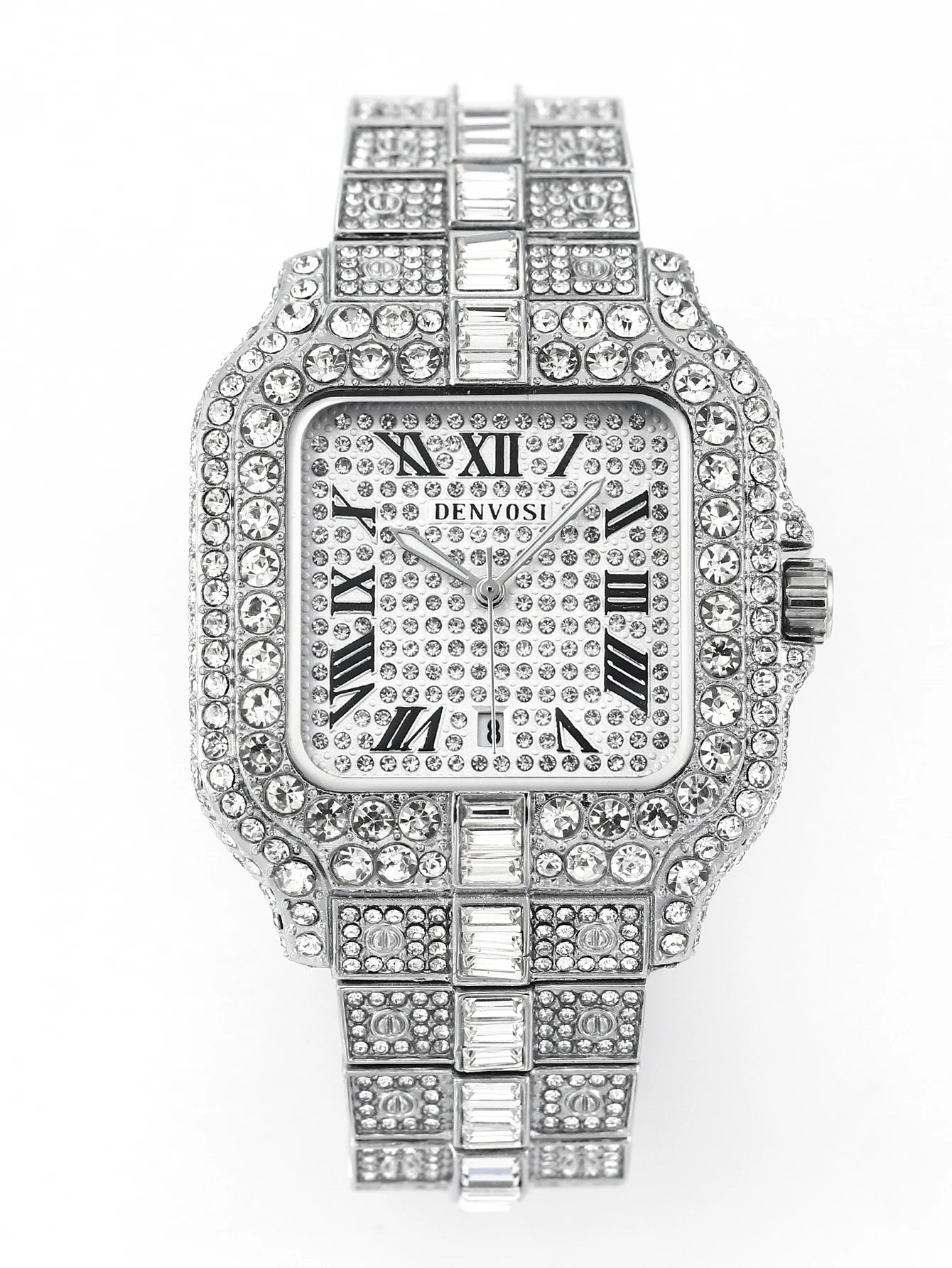 Luxury diamond watches for men Hip Hop Style Bling Bling Iced Out Wristwatch Fashion Square Stainless Steel Waterproof Clock 202